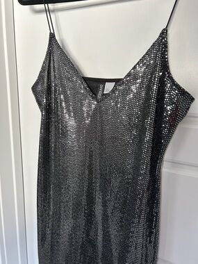 H&M Black Silver Sequin Mini Dress